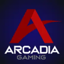 โลโก้ Arcadia Gaming ตัวอักษร A สีแดงบนพื้นน้ำเงินเข้ม แถบโลโก้ค่ายหน้าแรก