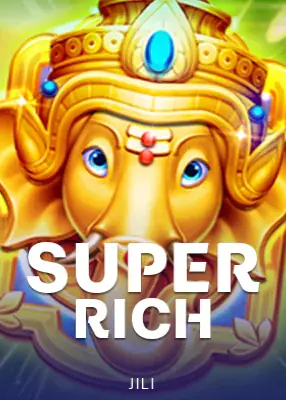 ปกเกม Super Rich ค่าย JILI ตัวละครเทพช้างทองบนพื้นสีม่วง ตัวอย่างบนหน้าแรก
